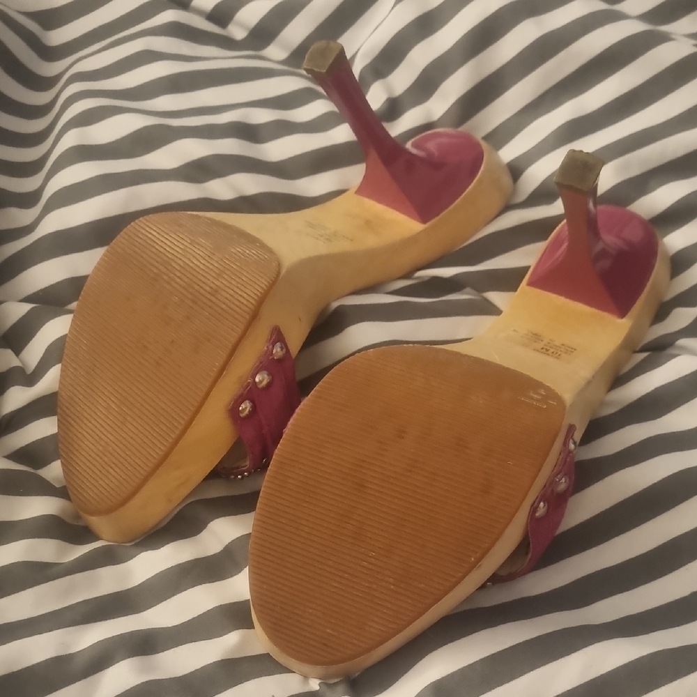 Vintage Y2K Steve Madden Fuchsia Embellished Stiletto Heels - Picture 5 of 8